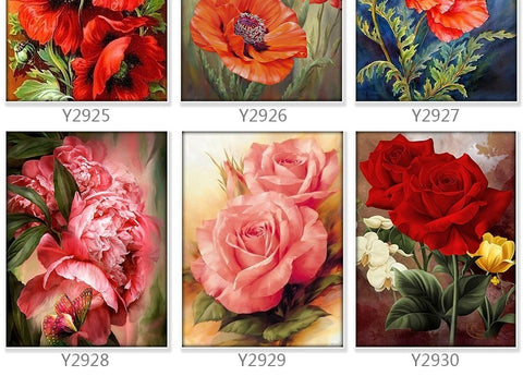Image of RED FLOWERS SERIES Diamond Painting Kit - DAZZLE CRAFTER