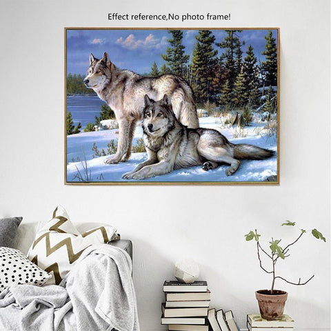 Image of WOLVES IN THE SNOW SERIES Diamond Painting Kit - DAZZLE CRAFTER