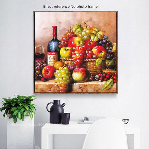 Image of WINE & FRUITS IN A BASKET Diamond Painting Kit - DAZZLE CRAFTER