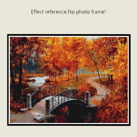 Image of CROSSING THE BRIDGE IN AUTUMN SERIES Diamond Painting Kit - DAZZLE CRAFTER