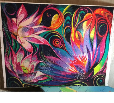 Image of ABSTRACT PINK LILIES Diamond Painting Kit - DAZZLE CRAFTER
