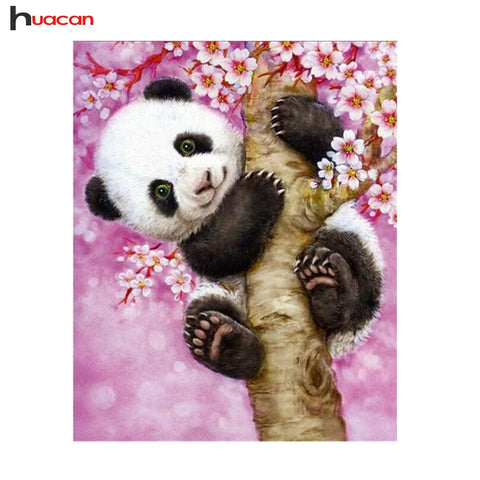 Image of PANDA WITH CHERRY BLOSSOMS Diamond Painting Kit - DAZZLE CRAFTER