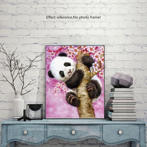 Image of PANDA WITH CHERRY BLOSSOMS Diamond Painting Kit - DAZZLE CRAFTER