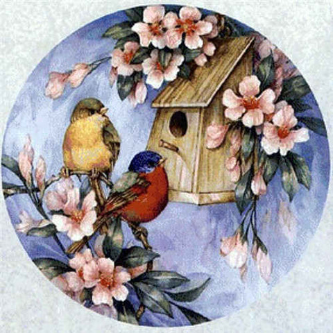 Image of TWIN BIRDS & FLOWERS Diamond Painting Kit - DAZZLE CRAFTER