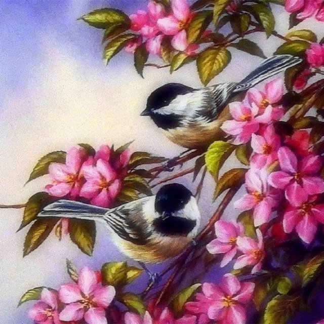 TWIN BIRDS & FLOWERS Diamond Painting Kit - DAZZLE CRAFTER