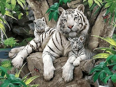 Image of TIGER FAMILY SERIES Diamond Painting Kit - DAZZLE CRAFTER
