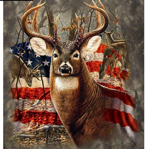 Image of Flag with Deer Diamond Painting Kit - DAZZLE CRAFTER