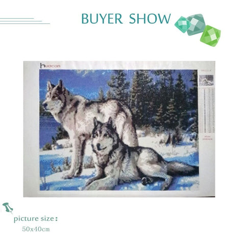 Image of WOLVES IN THE SNOW SERIES Diamond Painting Kit - DAZZLE CRAFTER