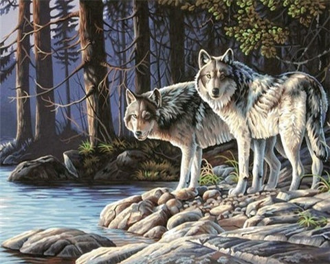 Image of WOLVES IN THE SNOW SERIES Diamond Painting Kit - DAZZLE CRAFTER