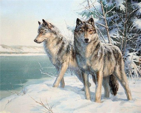 Image of WOLVES IN THE SNOW SERIES Diamond Painting Kit - DAZZLE CRAFTER