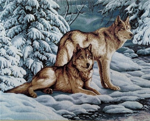 Image of WOLVES IN THE SNOW SERIES Diamond Painting Kit - DAZZLE CRAFTER