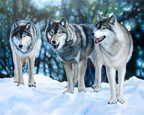 Image of WOLVES IN THE SNOW SERIES Diamond Painting Kit - DAZZLE CRAFTER