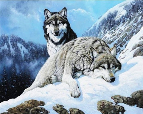 Image of WOLVES IN THE SNOW SERIES Diamond Painting Kit - DAZZLE CRAFTER