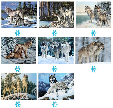 Image of WOLVES IN THE SNOW SERIES Diamond Painting Kit - DAZZLE CRAFTER