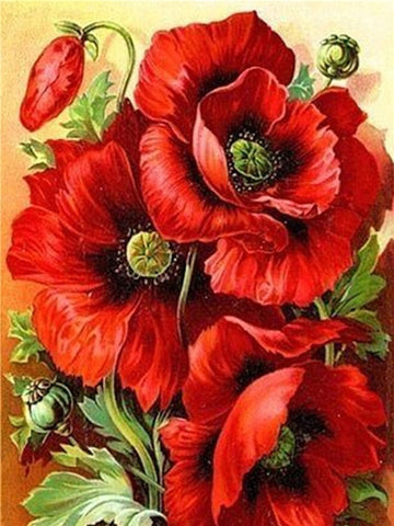 Image of RED FLOWERS SERIES Diamond Painting Kit - DAZZLE CRAFTER