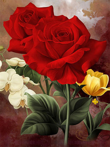 Image of RED FLOWERS SERIES Diamond Painting Kit - DAZZLE CRAFTER