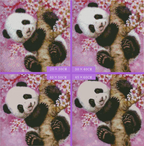 Image of PANDA WITH CHERRY BLOSSOMS Diamond Painting Kit - DAZZLE CRAFTER
