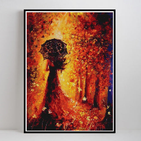 Image of LADY IN AUTUMN Diamond Painting Kit - DAZZLE CRAFTER