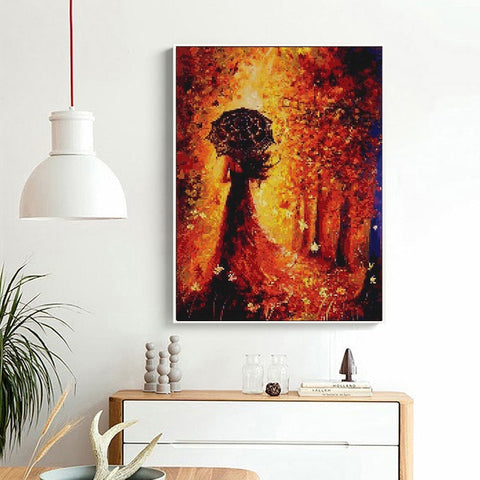 Image of LADY IN AUTUMN Diamond Painting Kit - DAZZLE CRAFTER