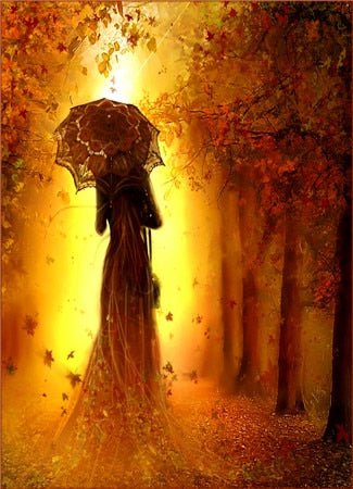 Image of LADY IN AUTUMN Diamond Painting Kit - DAZZLE CRAFTER