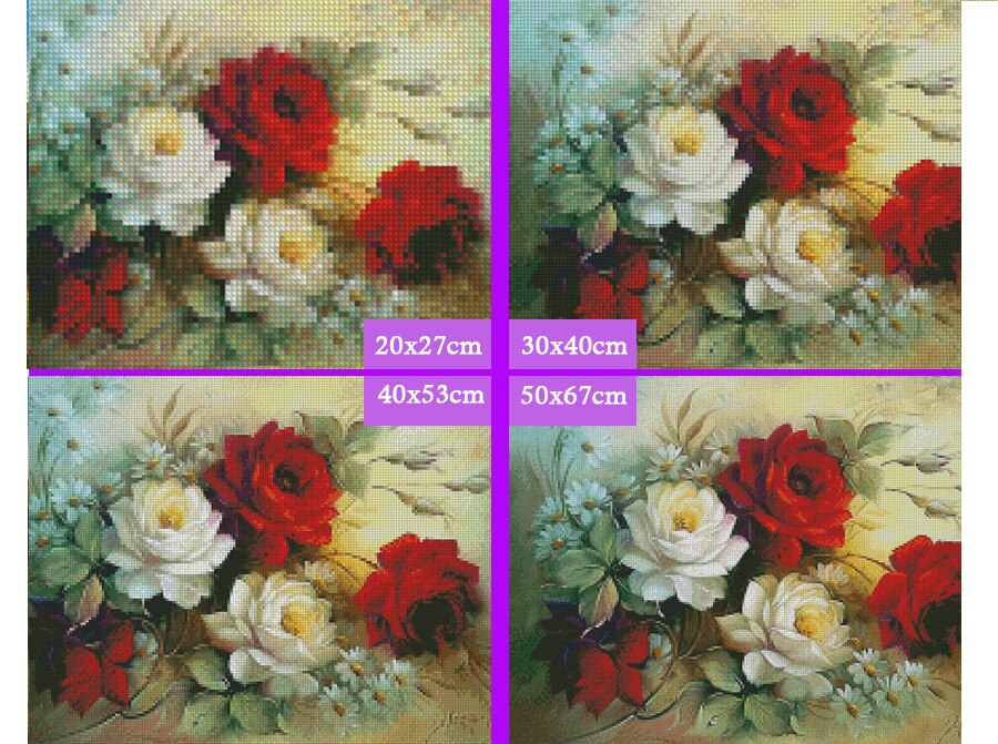 WHITE & RED ROSES Diamond Painting Kit - DAZZLE CRAFTER