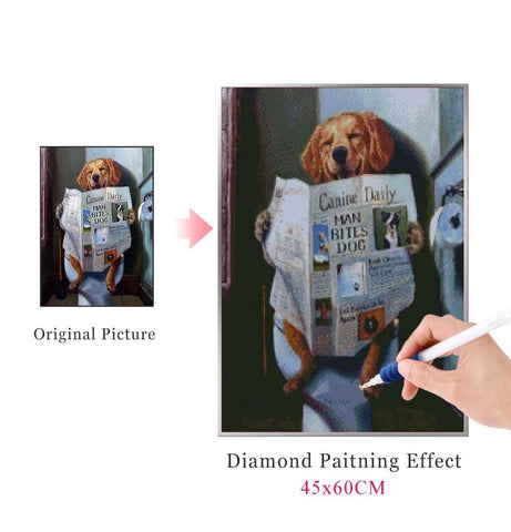 Image of DOGGY IN THE POTTY Diamond Painting Kit - DAZZLE CRAFTER