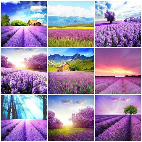 Image of PURPLE FLOWER MEADOW SERIES Diamond Painting Kit - DAZZLE CRAFTER