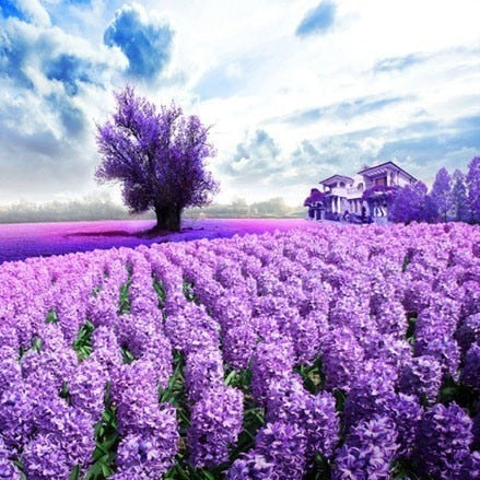 Image of PURPLE FLOWER MEADOW SERIES Diamond Painting Kit - DAZZLE CRAFTER