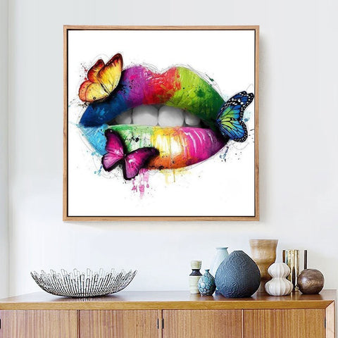 Image of BUTTERFLIES ON LIPS Diamond Painting Kit - DAZZLE CRAFTER