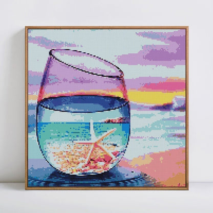 GLASS WITH STARFISH PURPLE SKY Diamond Painting Kit - DAZZLE CRAFTER
