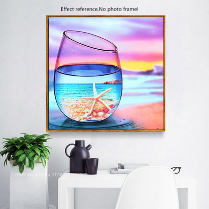 GLASS WITH STARFISH PURPLE SKY Diamond Painting Kit - DAZZLE CRAFTER